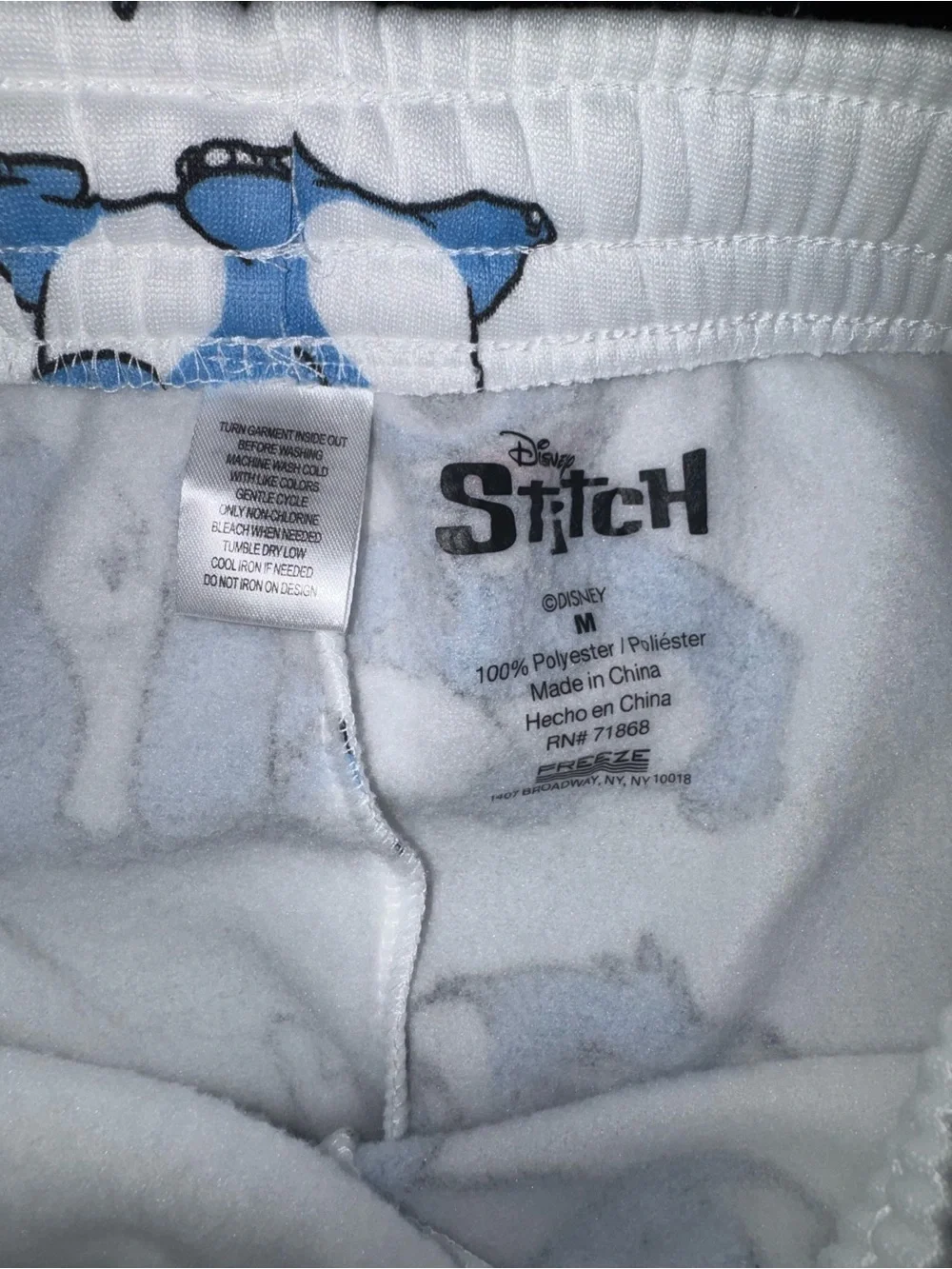 Disney White and Blue Stitch Print Kids Pajama Bottoms